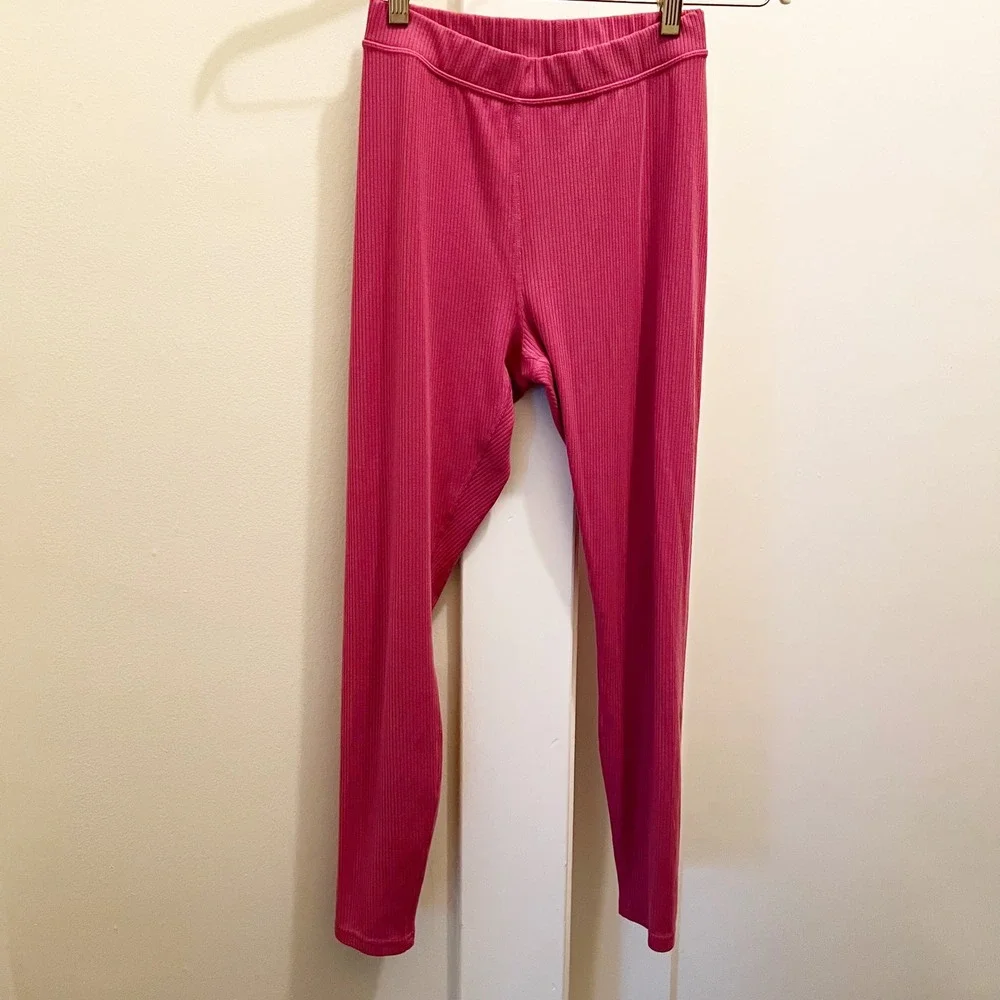 Alo Yoga Ribbed‎ Blissful 7/8 Leggings Medium Pink High Rise Activewear Casual